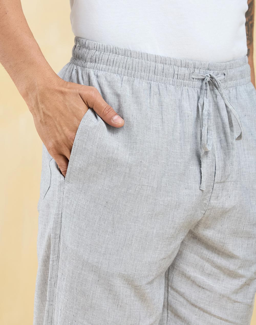 Grey Cotton Drawstring Pant