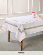 White Sangam Applique Embroidered Cotton Table Cover