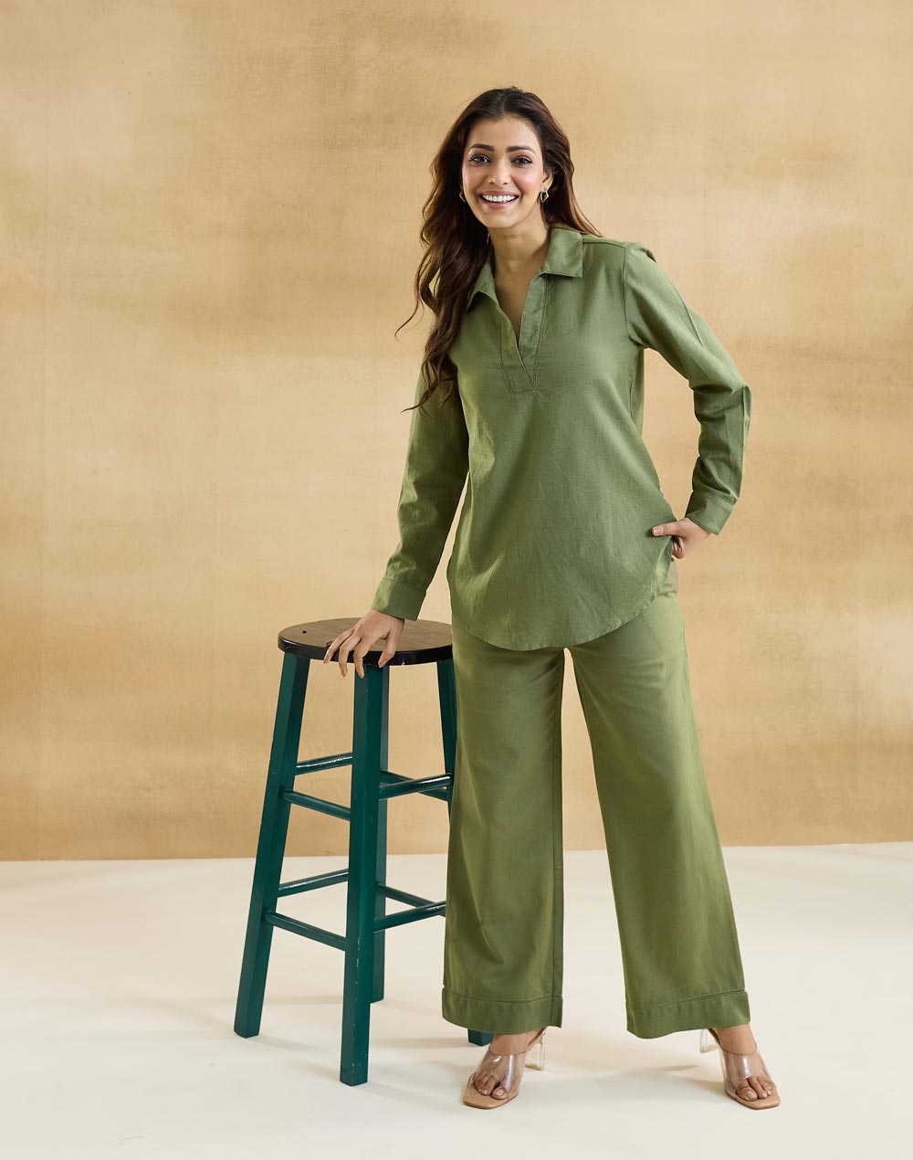 Green Cotton Linen Envoy Pant & Top Set