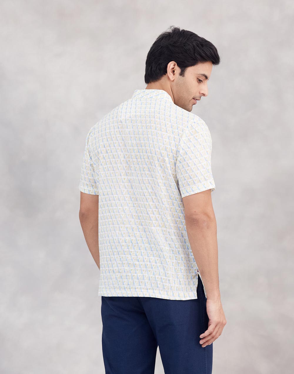 White Cotton Mid Placket Shirt