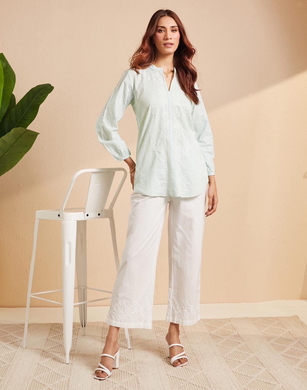 Green Cotton Chikankari Clara Tunic