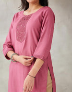Purple Silk Pintuck Knee Length Kurta