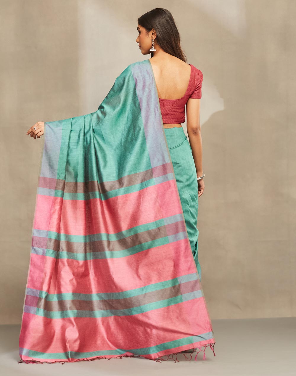 Green Silk Hand Woven Sari