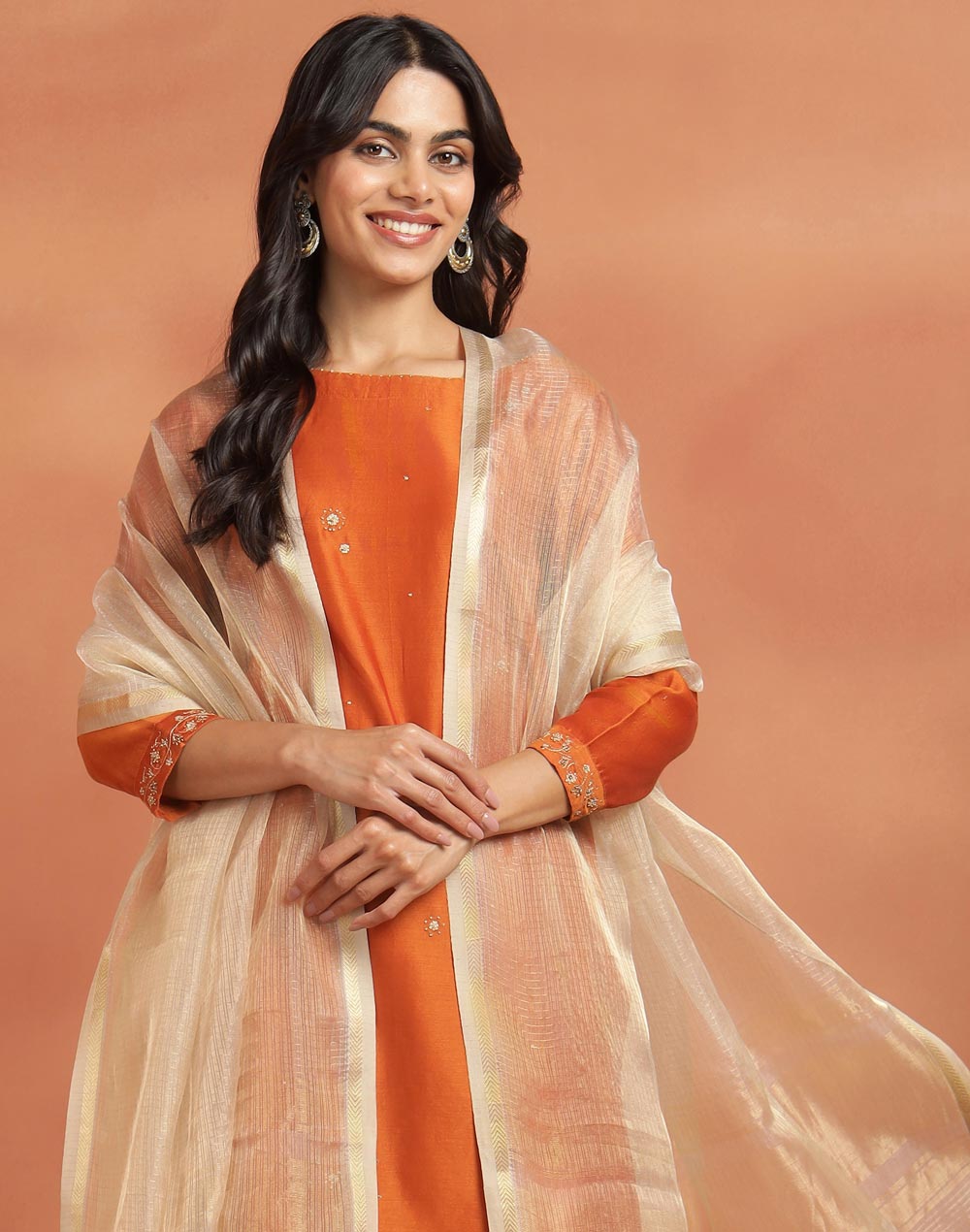 Natural Cotton Silk Blend Maheshwari Dupatta
