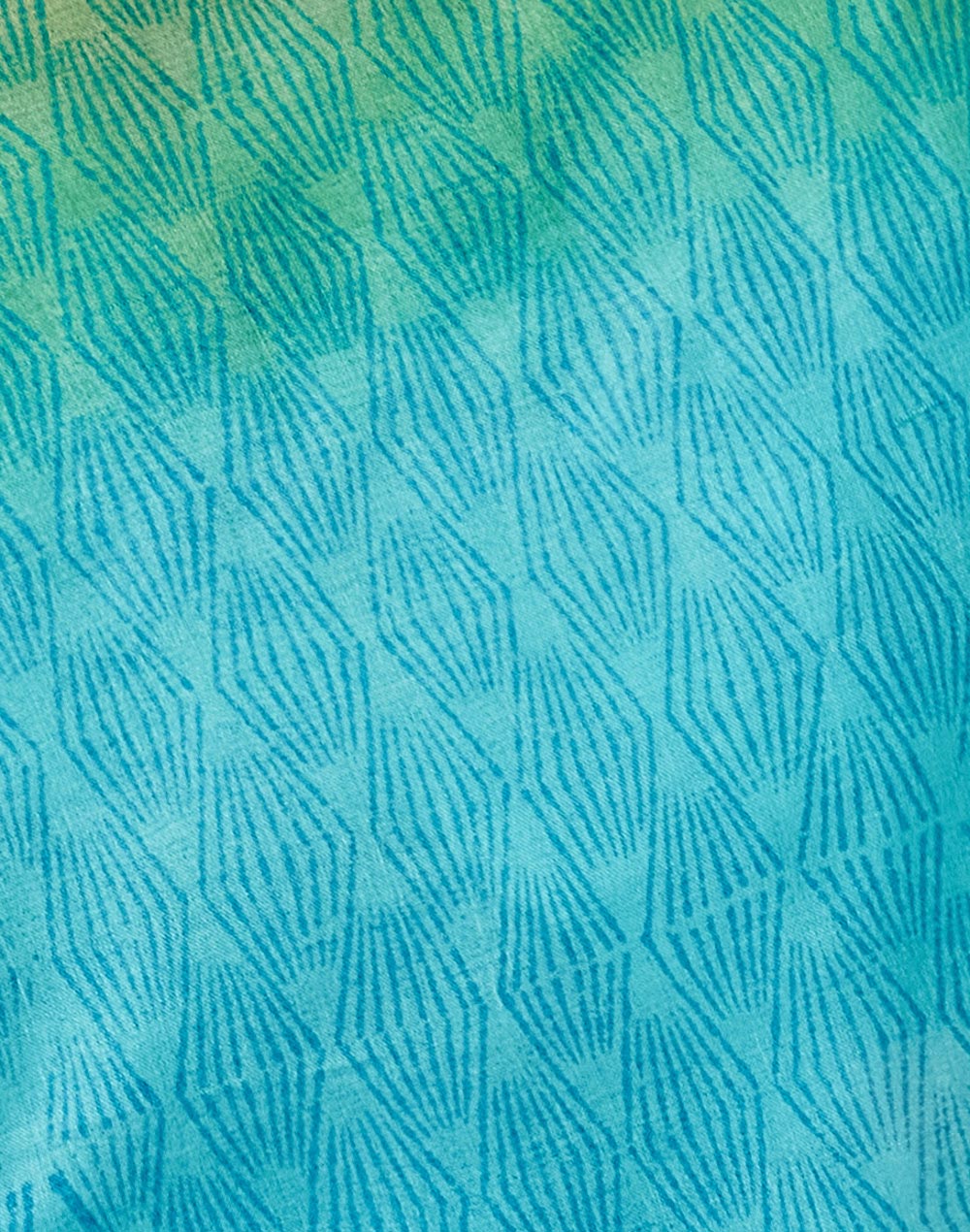 Green Silk Hand Block Printed Stole