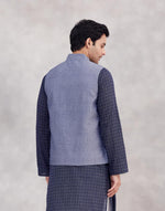 Blue Cotton Gahan Neel Nehru Jacket