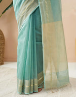 Teal Cotton Silk Blend Maheshwari Woven Wonders Sari