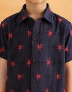 Navy Cotton Ikat Shirt
