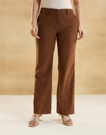 Brown Cotton Casual Tapered Pant