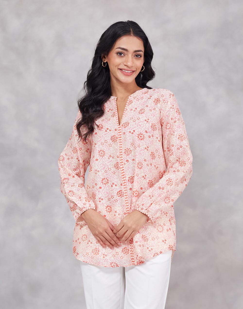 Pink Cotton Silk Hand Block Printed Tunic