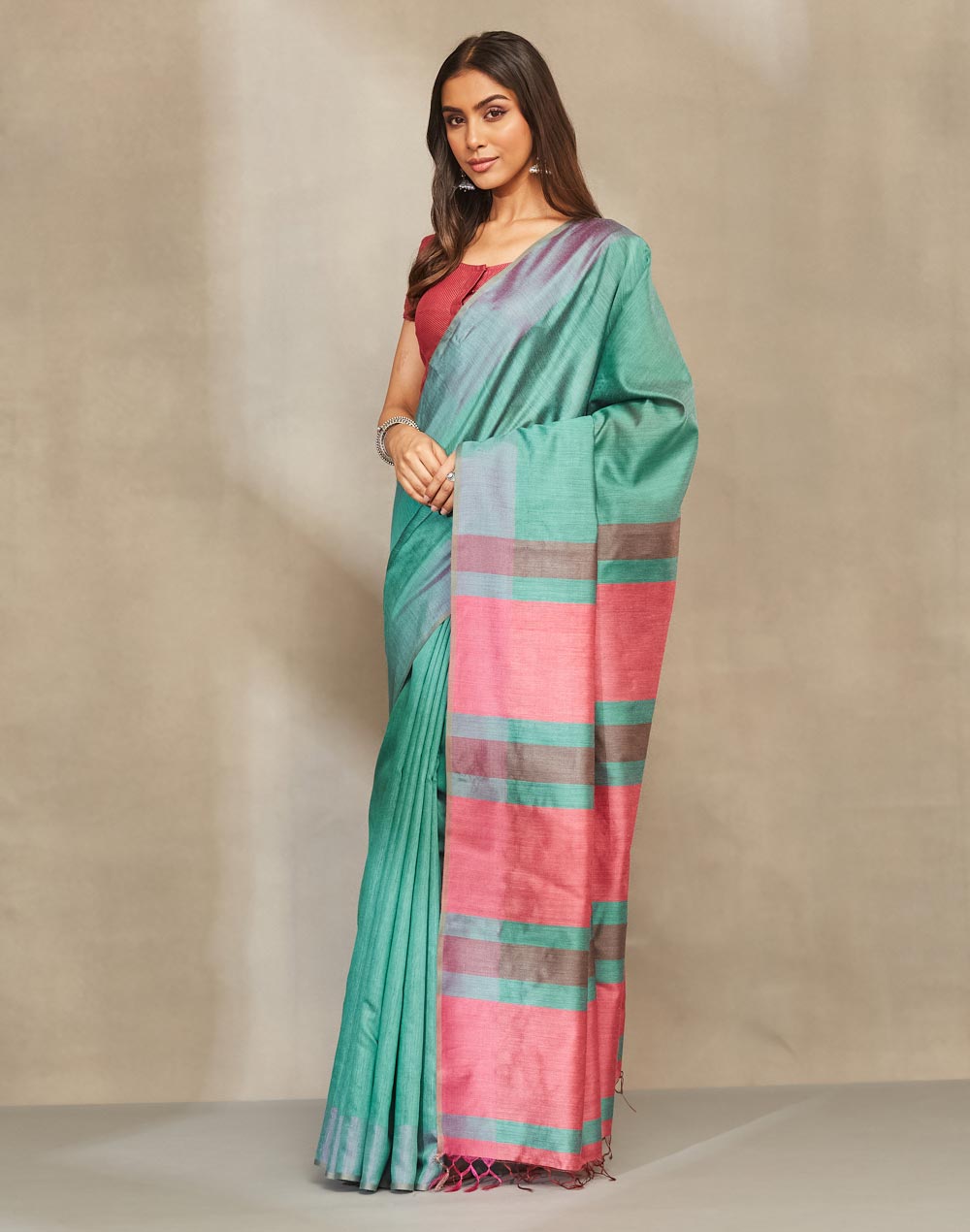 Green Silk Hand Woven Sari