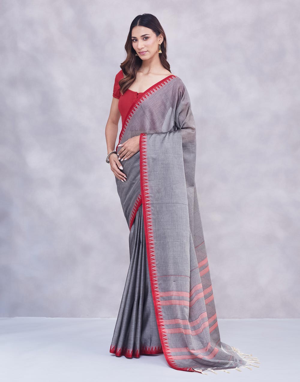 Grey Cotton Sari