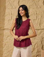 Sleeveless Wine Top with round neck