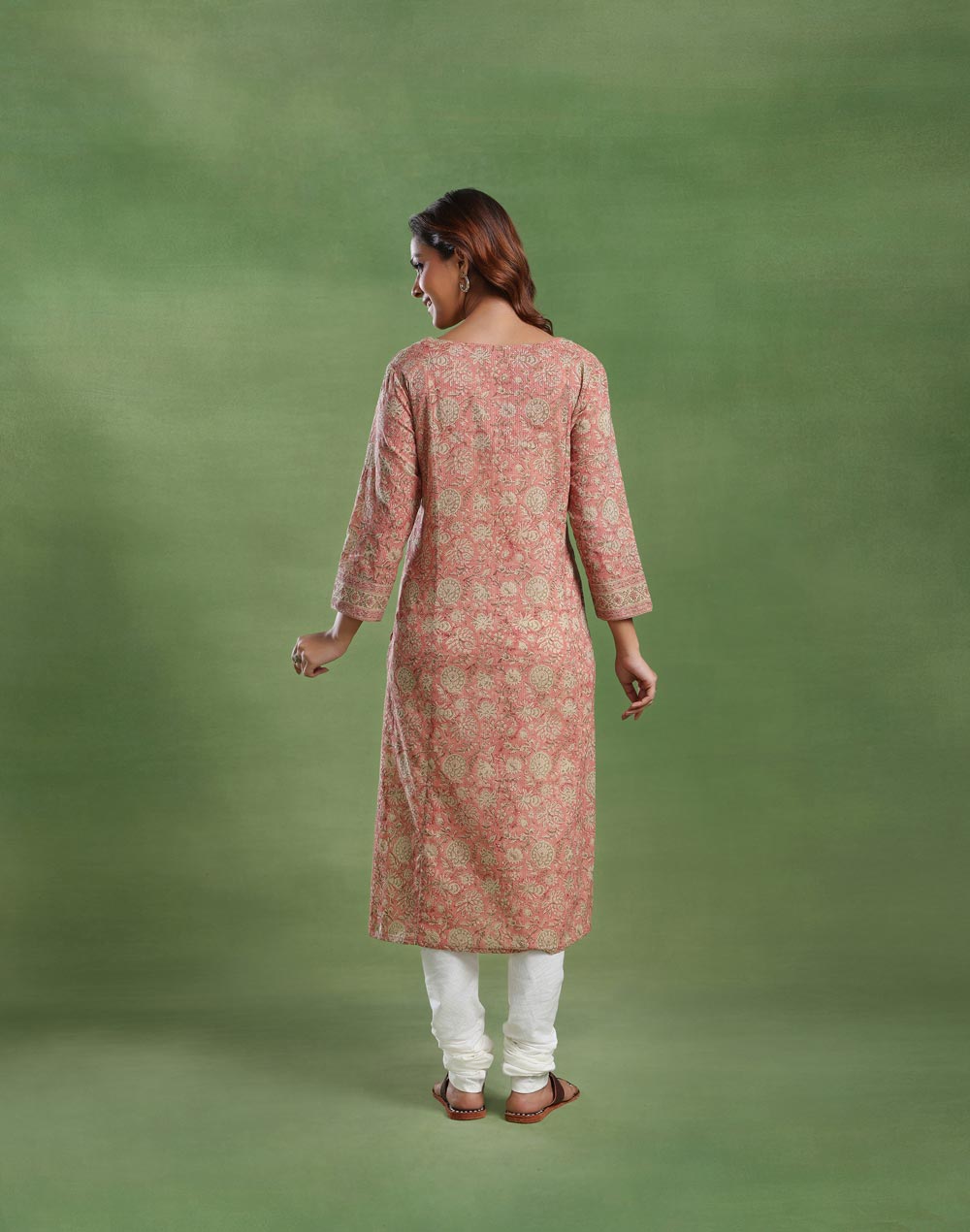 Orange Cotton Long Kurta