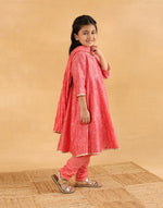 Pink Cotton Silk Blend Printed 3pc Churidar Set