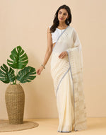 Natural Cotton Silk Blend Hand Woven Sari