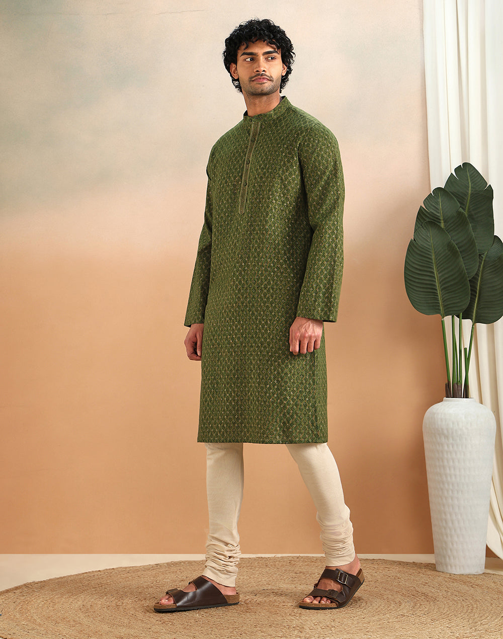 Green Cotton Long Kurta