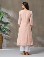 Orange Cotton Chikankari Slim Fit Long Kurta