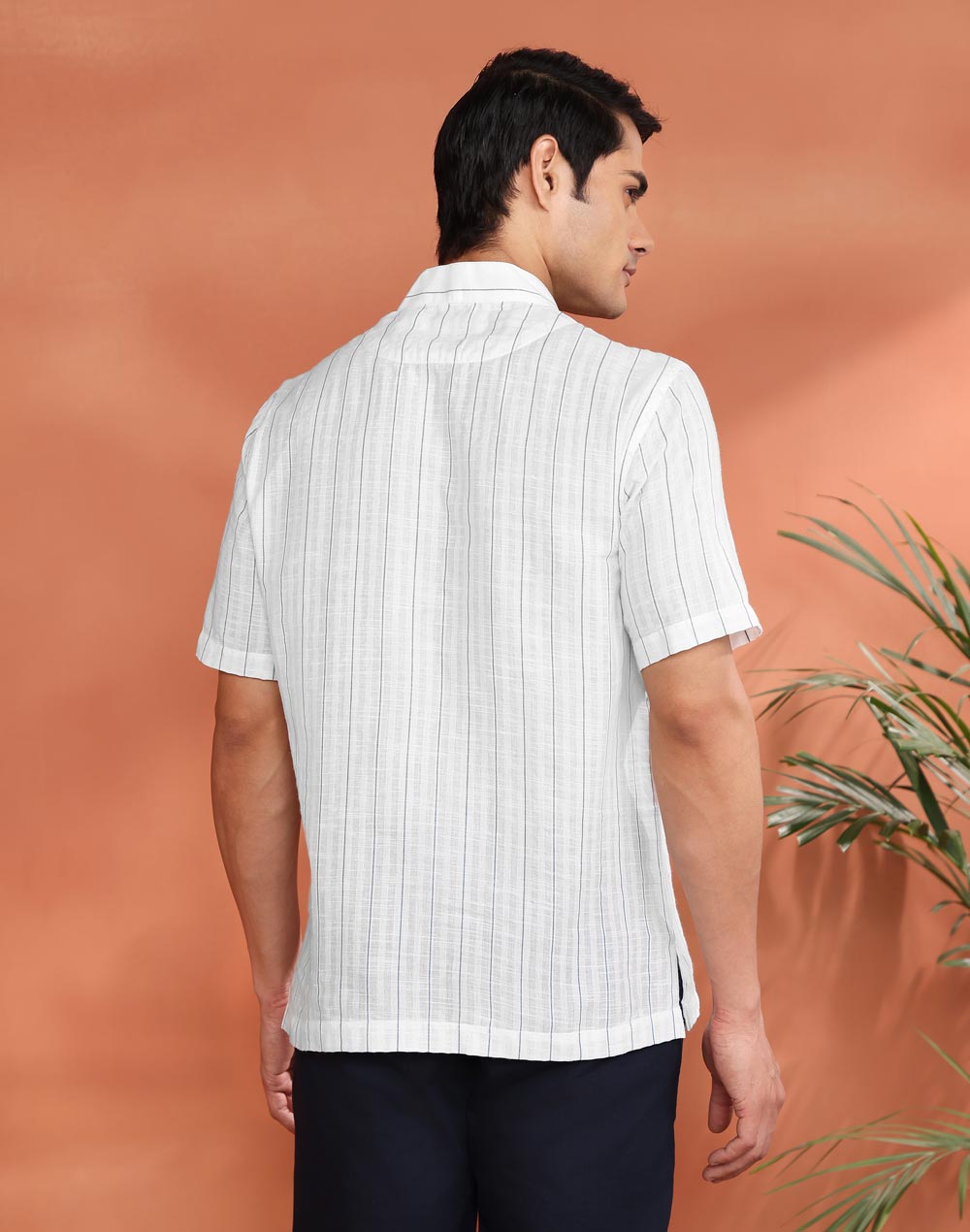 White Cotton Mid Placket Shirt