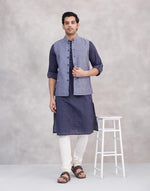 Blue Cotton Gahan Neel Nehru Jacket