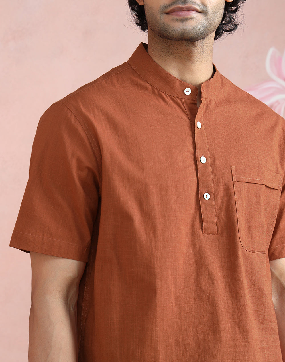 Rust Cotton Shirt for Men with breathable cotton