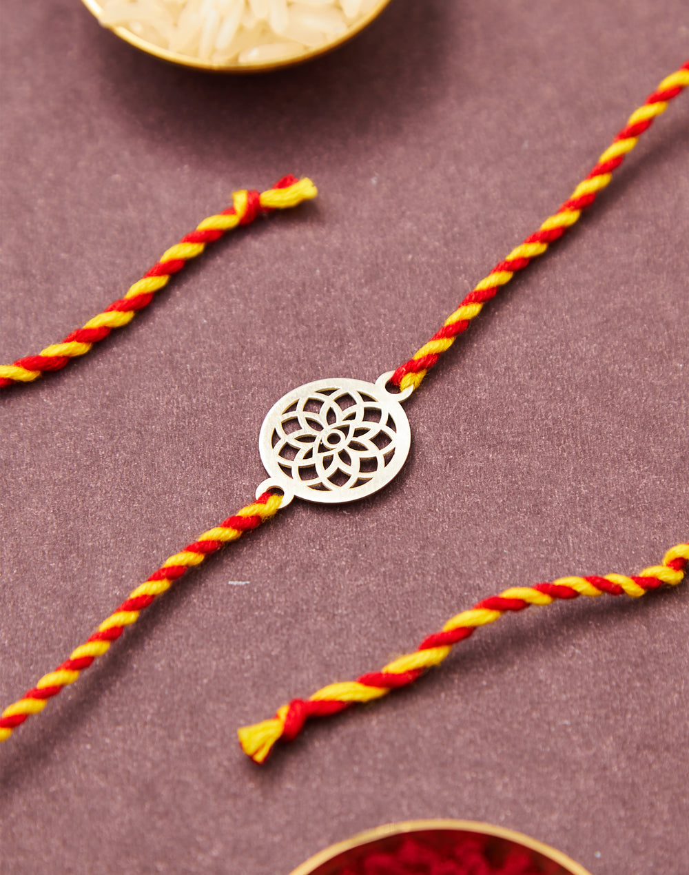 Multi Silver Jaali Work Floral Rakhi