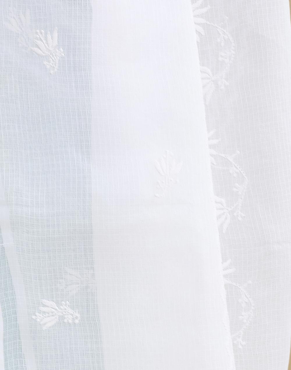 White Cotton Silk Blend Chikankari Dupatta