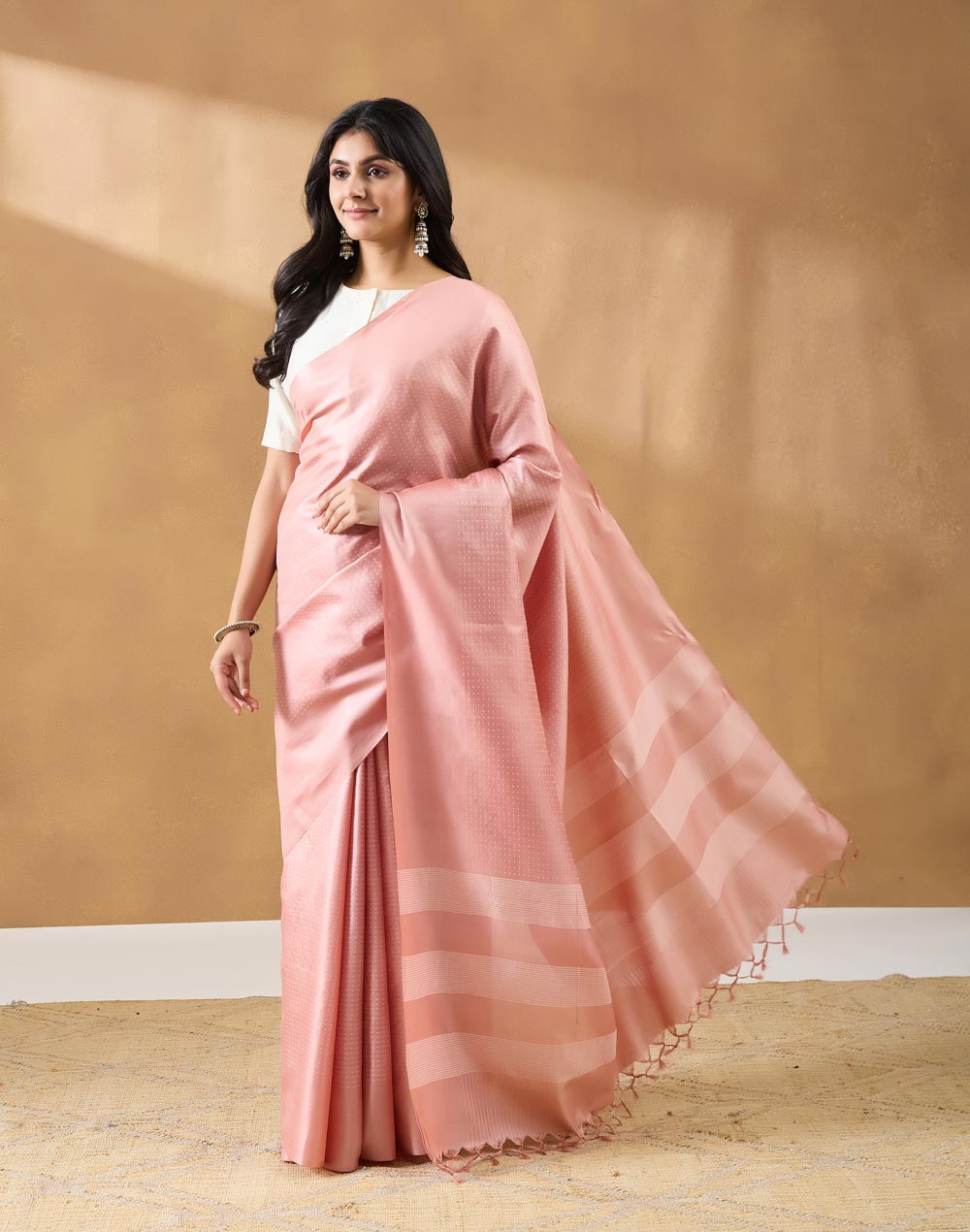 Orange Silk Blend Sari