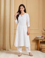 Offwhite Cotton Chikankari Long Kurta