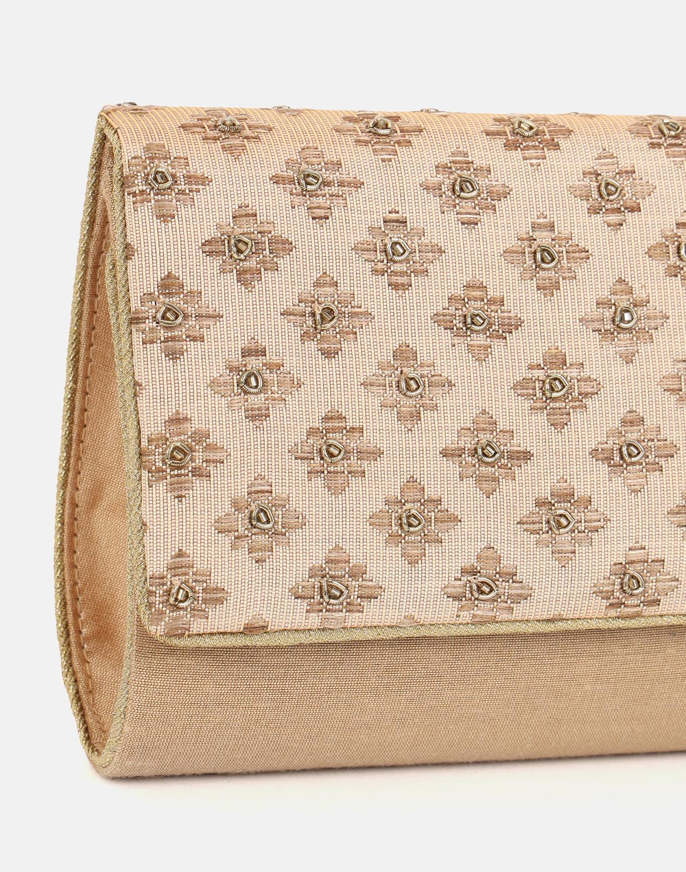 Beige Hand Embroidered Clutch