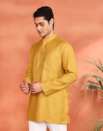 Yellow Viscose Silk Short Kurta