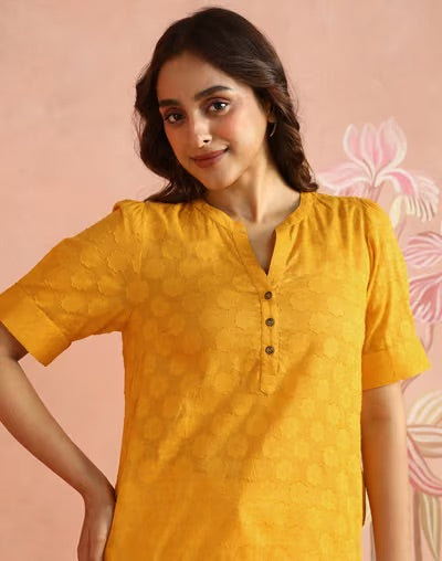 Mustard Cotton Top for Women with breathable cotton