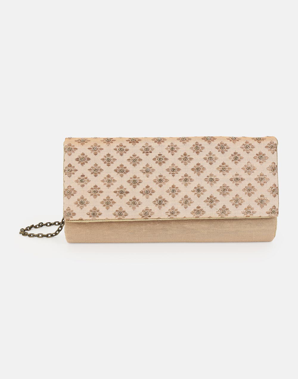 Beige Hand Embroidered Clutch