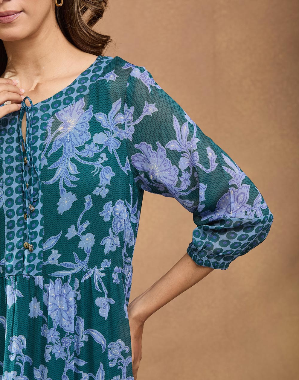 Green Viscose Printed Maxi