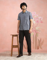 Grey Bush Shirt styled for festive occasions
