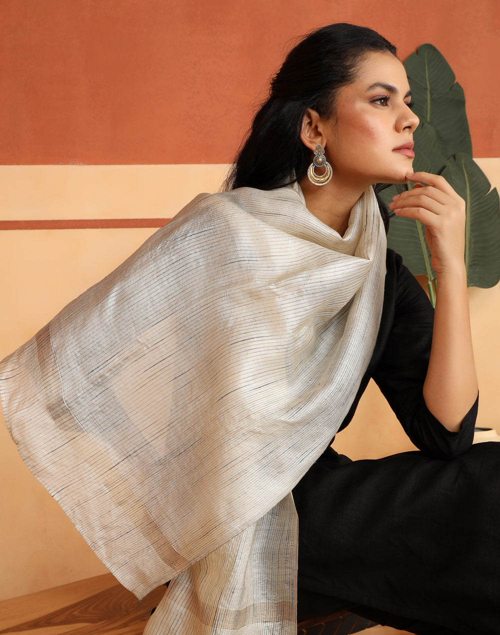 Natural Silk Blend Hand Woven Stole