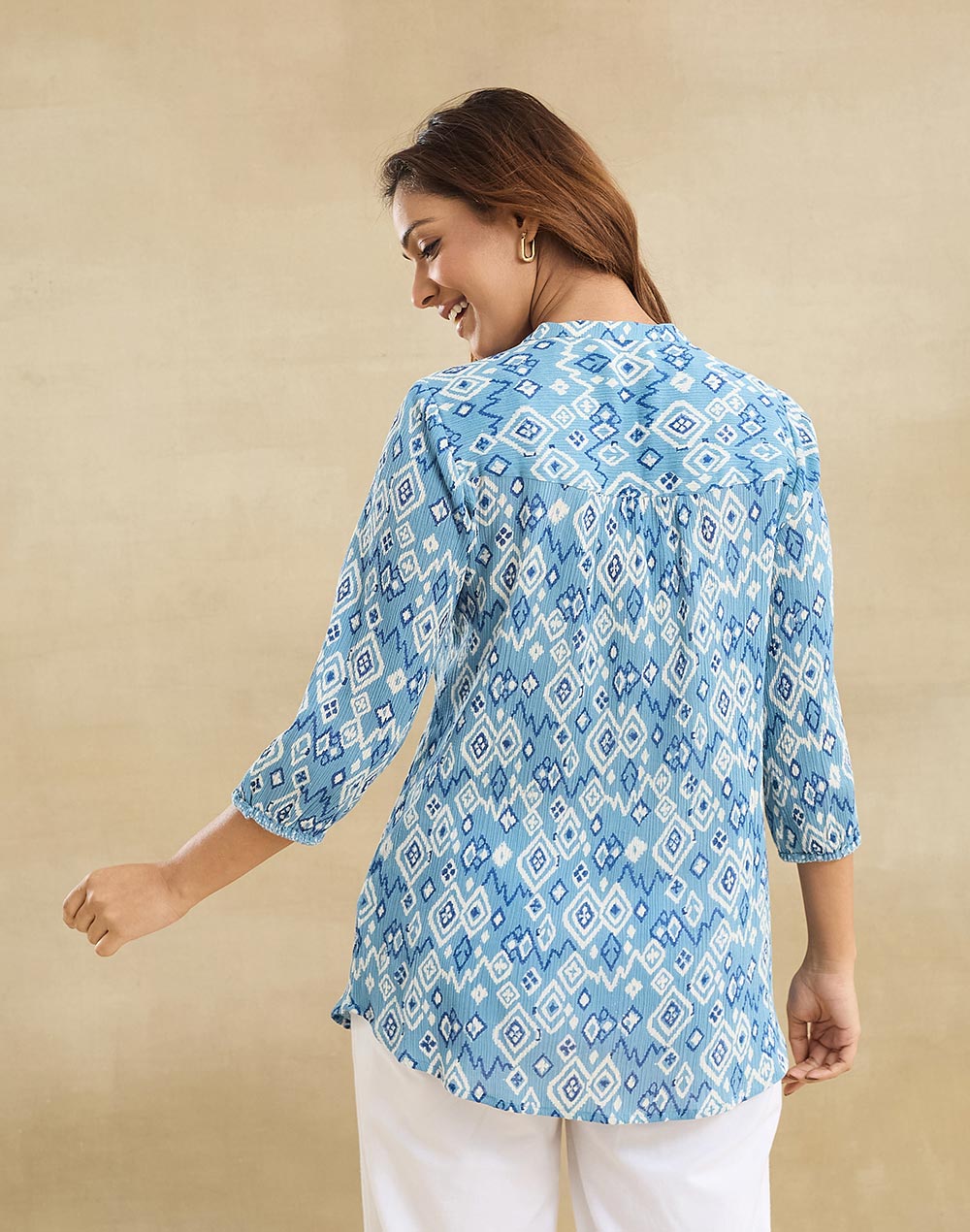Blue Cotton Hand Block Printed Tunic