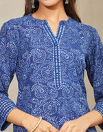 Indigo Cotton Dabu Short Kurta