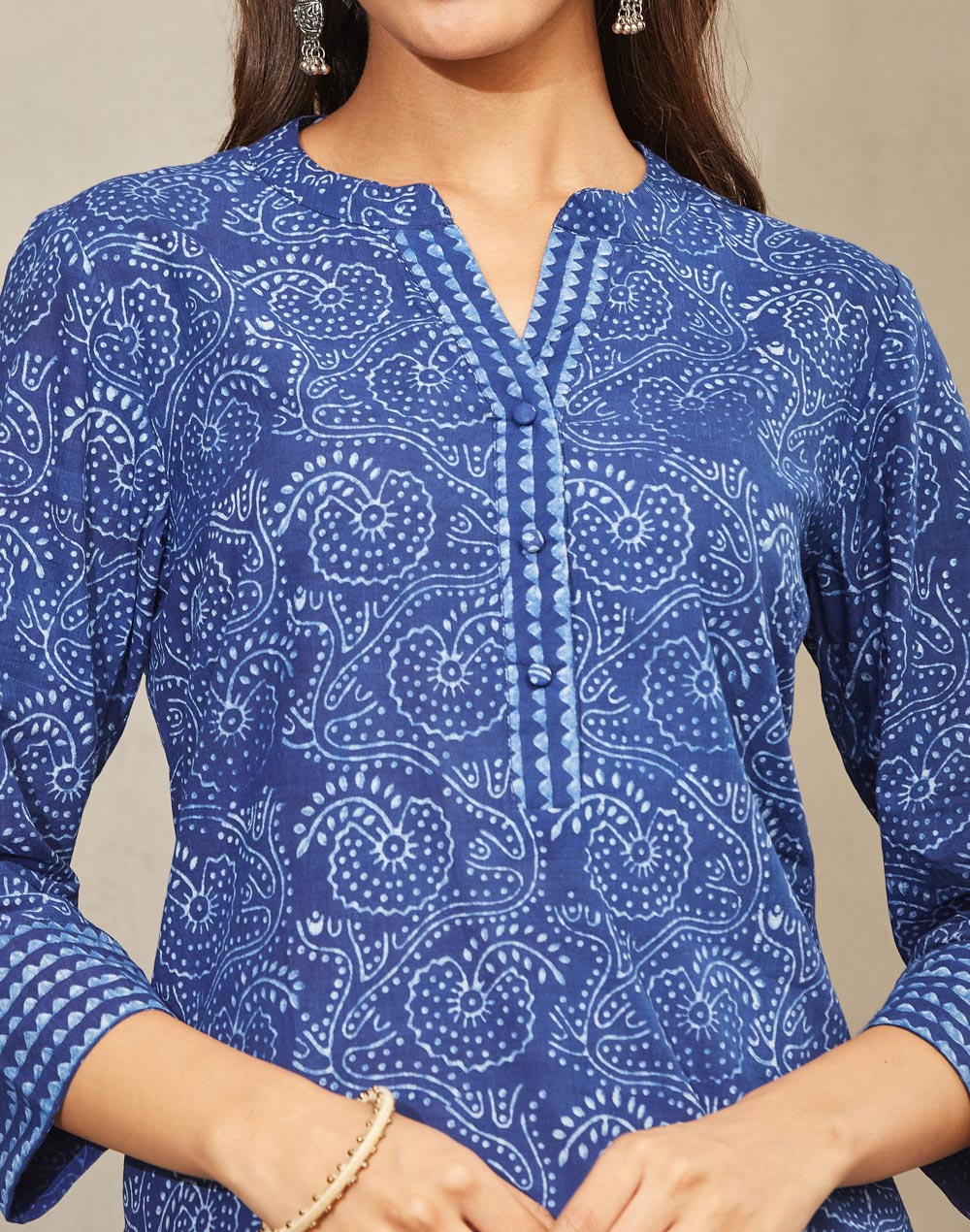 Indigo Cotton Dabu Short Kurta