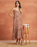 Red Viscose Kalamkari Printed Maxi