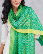 Green Silk Symphony Hand Block Printed Stole