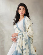 Blue Cotton Printed Floral Dupatta