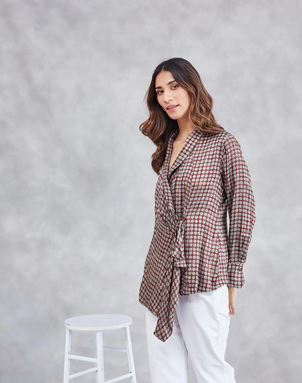 Red Viscose Printed Top