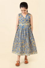 Blue Cotton Printed Dress