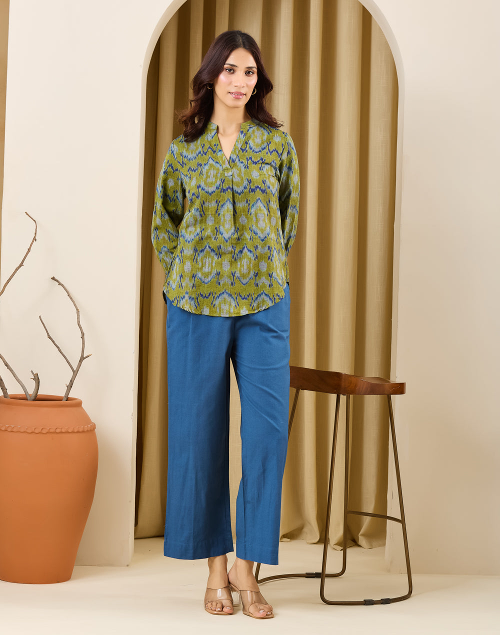 Green-Blue Indian Tunic styled for easy everyday style
