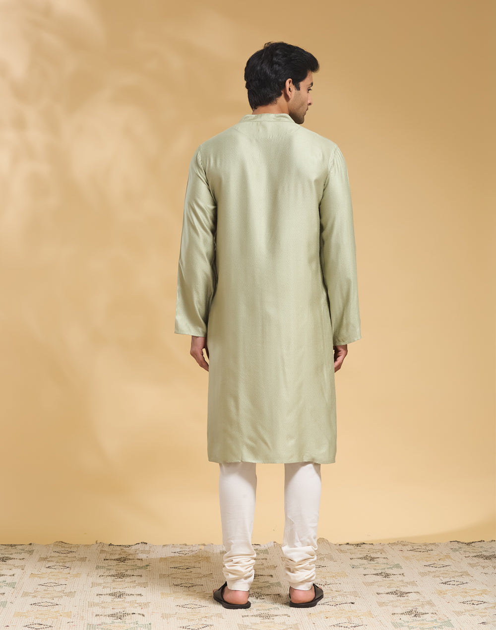 Green Viscose Silk Long Kurta