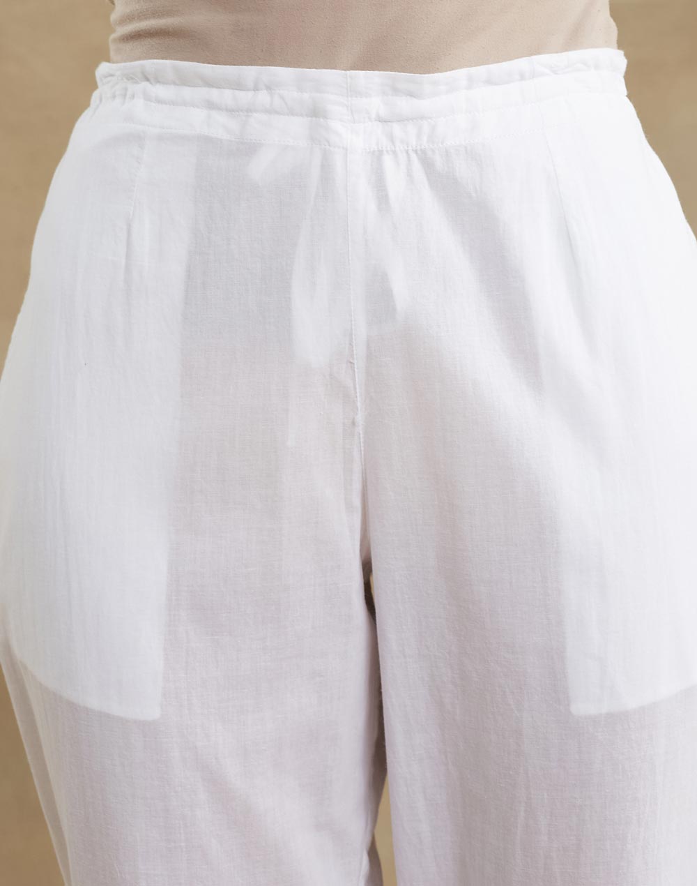 White Cotton Chikankari Ethnic Pant