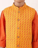 Orange Cotton Hand Block Printed 2pc Kurta Set