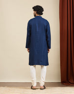 Texture and finish of the Navy Stripe Long Kurta by Fabindia UK