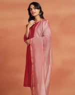 Pink Cotton Silk Blend Maheshwari Dupatta